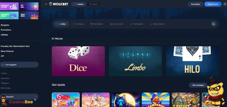 Wolf.bet Casino Spiele
